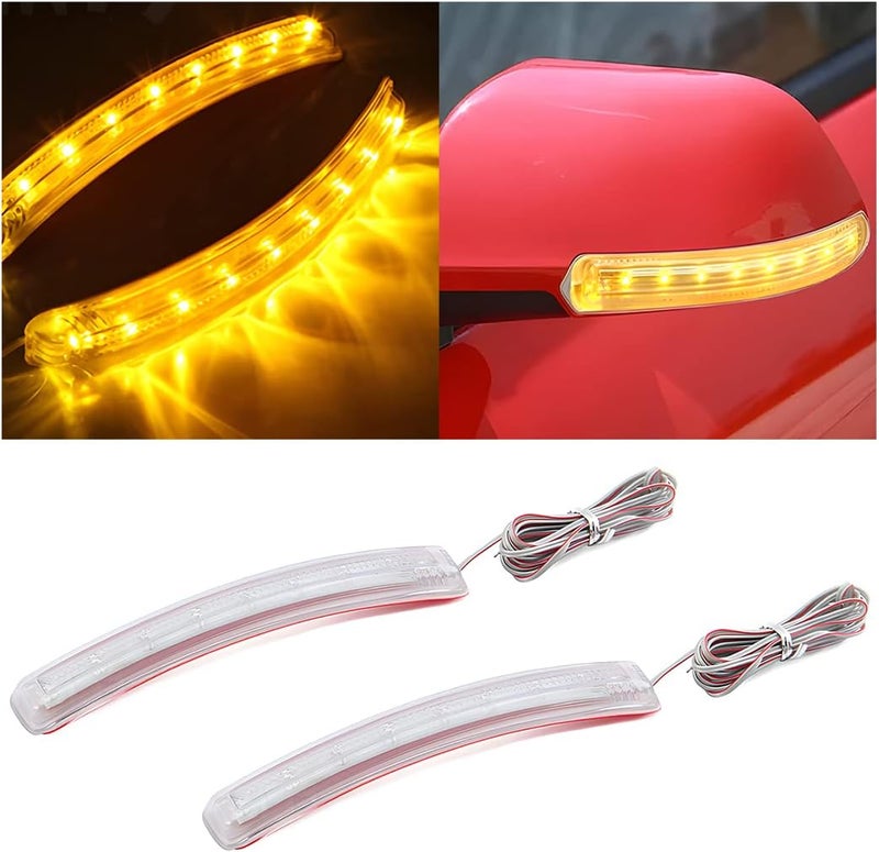 HIPOPY 2 Pcs LED Turn Signal Strip Light, Flexible Switchback Dual-Color Fork Blinkers, Waterproof Adjustable Daytime Running Tail Light Strip Kit for Car Motorcycle Snowmobile (Yellow) - Image 1